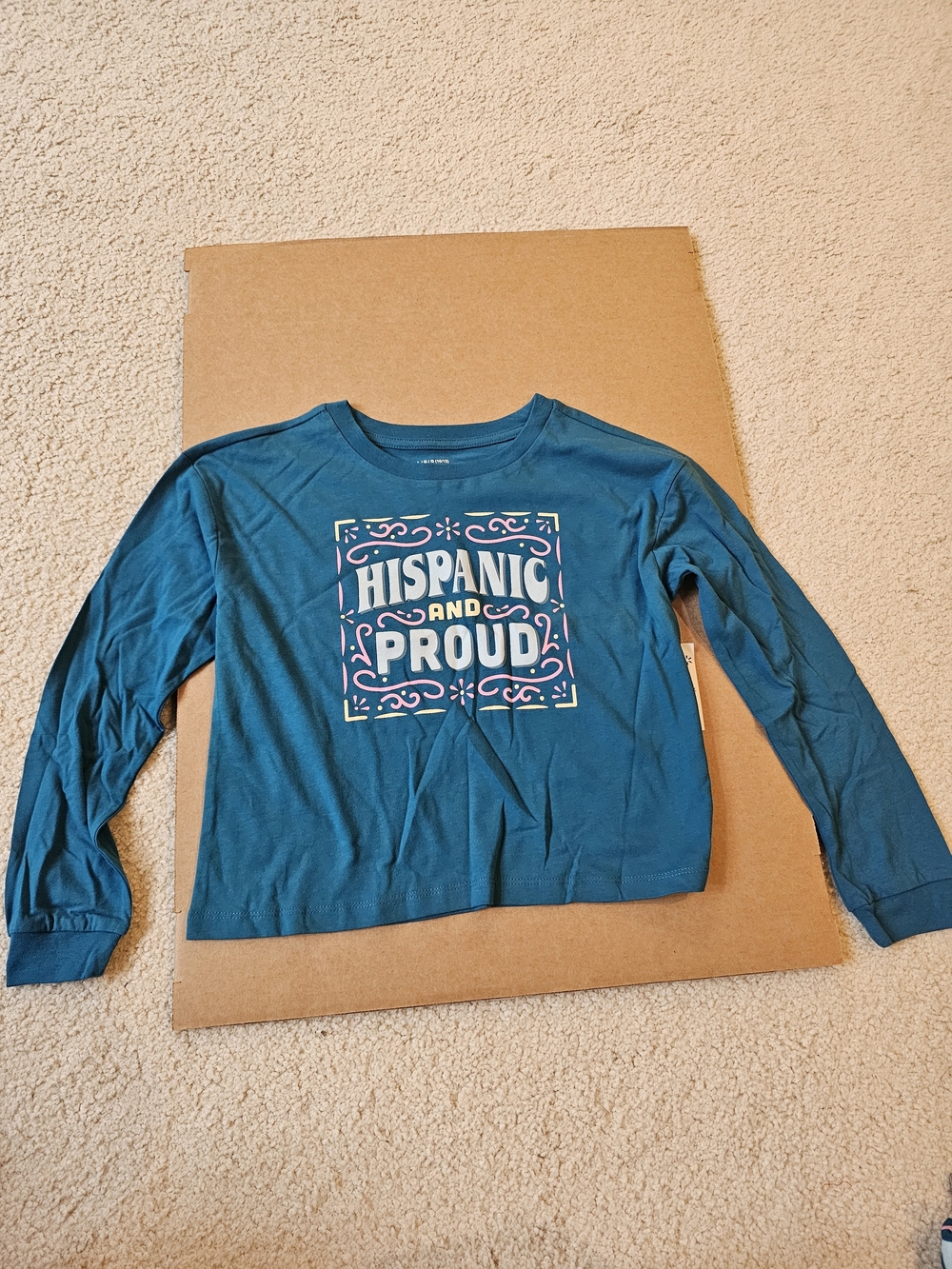 Hispanic and Proud Teal Long-Sleeve Kids Top, Shirt